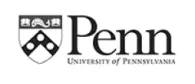 Logo of the University of Pennsylvania featuring a shield with three white symbols and the word 'Penn' followed by 'University of Pennsylvania' in black text.