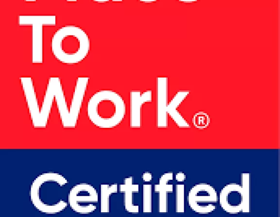 Logo with red and blue sections. The red top section reads 'Great Place To Work' in white text. The blue bottom section reads 'Certified 2023 USA' in white text.