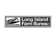 Logo featuring the text 'Grown on Long Island' with a stylized plant graphic, next to the words 'Long Island Farm Bureau' in a rectangular frame.